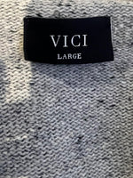 VICI Grey Knit Open Cardigan with Faux Black Leather Details Size Large L