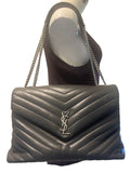 YSL Large (Rare Size) LouLou Matelasse Shoulder Bag in Dark Grey