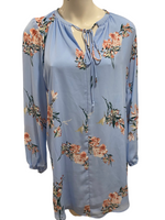 CHARLES HENRY (Nordstrom) $120.00 Blue Floral LS Dress / Tunic Size Small S