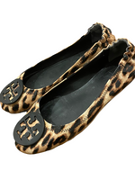 TORY BURCH $228.00 Minnie Natural Leopard Leather Ballet Flats Size 6.5M