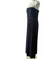 JS BOUTIQUE Black Velvet Long Length Beaded Evening Dress Size 16