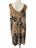 LAURA PLUS 14+ Brown & White Animal Print Lined Stretch Midi Dress Size 16W