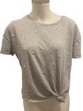 GENERATION LOVE $130.00 Ava Knit Grey Knot Tee with Pearl Details Size Large L