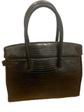 ROSSI & CARUSO $1200.00 Genuine Lizard Skin Black Leather Small Handbag