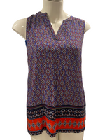 PAPILLON Blue & Red Patterned Tank Top Size XS (will fit a small)