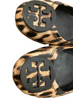 TORY BURCH $228.00 Minnie Natural Leopard Leather Ballet Flats Size 6.5M
