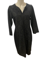 SANDWICH Black & Blue Knit Long Sleeve Brocade Style Midi Dress Size 42 (XL)