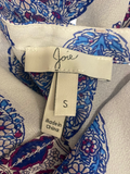 JOIE $125.00 Semi-Sheer White, Blue, Purple Patterned Blouse Size Small S