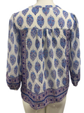 JOIE $125.00 Semi-Sheer White, Blue, Purple Patterned Blouse Size Small S