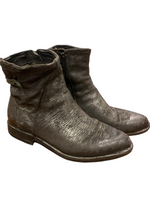 AS.98 $275.00 Distressed Leather Metallic Pewter Slip on Short Boots Size 40 (9.5)