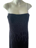 JS BOUTIQUE Black Velvet Long Length Beaded Evening Dress Size 16