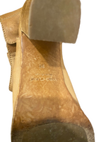 VERO CUOIO $150.00 Made in Italy Soft Butterscotch Leather Slingback Style Open Toe Heels Size 36 (6)