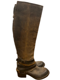 FREEBIRD $400.00 Aspen Distressed Brown Leather Knee High Boots Size 7