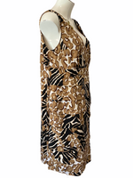 LAURA PLUS 14+ Brown & White Animal Print Lined Stretch Midi Dress Size 16W