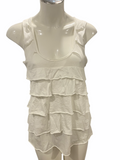 WILFRED Tiered Layer White Ruffle Soft Stretch Tank Size Small S