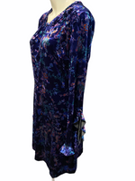 NWT $129 Highline Crushed Velvet Midi Dress in Blue (Purple) Vintage Paisley Large L