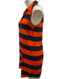 SPLENDID $75.00 Orange/Red & Black Striped Collared Button-Front Tunic Top Size XS (Fits a small)