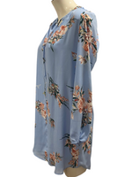 CHARLES HENRY (Nordstrom) $120.00 Blue Floral LS Dress / Tunic Size Small S