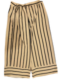 E&M Beige & Black Pinstripe Palazzo Style Wide Leg Cropped Pants Size Medium Approximately