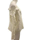 SHEIN Ivory Knit Cardigan Sweater with Lace Details Size Medium M