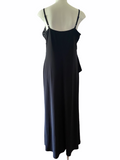 FRANK LYMAN Long, Gathered Front Black Evening Gown Size 16