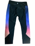 RBX Activewear “Sunset” Black & Multi-Colour Athletic Crops Small S