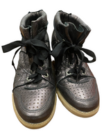 MIZ MOOZ $150.00 Narca Metallic Pewter Leather HiTops Sneakers Size 6
